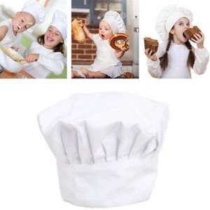 Kid White Chef Hat Elastic Baking Cooking Cap Kitchen Head Cover Hat Costume - Picture 1 of 6