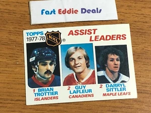 TOPPS NHL HOCKEY 1978-79 ASSIST LEADERS CARD 64 LAFLEUR TROTTIER SITTLER - Bild 1 von 2