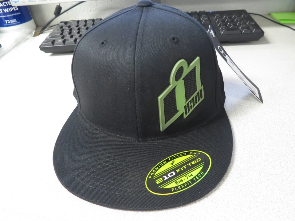 Nuevo de Lote Antiguo Icon Negro Premium 210 Ajustado Doble Ajuste Flex Sombrero Pequeño/Mediano 2501-1965 Foto 1 de 4