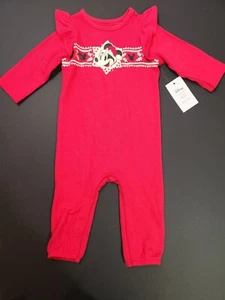 Girls 9 month Disney Minney Mouse Red Christmas jumpsuit easy change snaps NEW - Picture 1 of 5