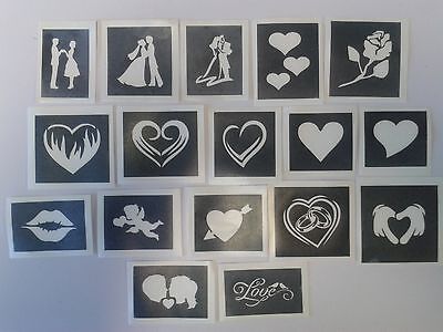 St. Valentines Themed Stencils For Etching On Glass Craft   Love Hearts Couple   • 6.26€