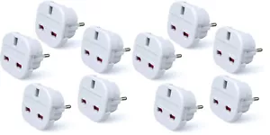 UK to EU Europe Power Adaptor Plug Converter Travel Adapter European 2 Pin 10 PK - Picture 1 of 2