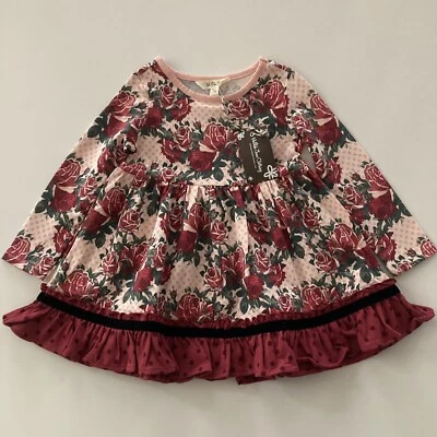 Vestido Floral Rojo Navidad Matilda Jane 2T Niña Pequeña Foto 1 de 4