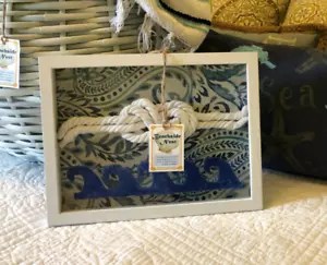 New BEACHSIDE NEST White Framed Nautical Rope Shadow Box 13" x 10" NWT - Picture 1 of 5