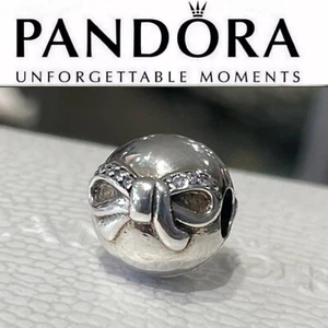 RETIRED Authentic PANDORA Clear CZ Dainty Bow Clip Charm #791777CZ - Picture 1 of 6