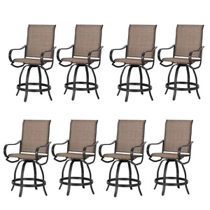 Patio Bar Stools Set of 8 Swivel Barstools Bar Height Tall Chairs - Picture 1 of 8