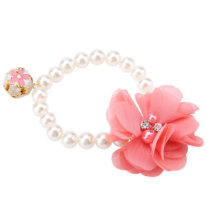 Dog Pet Pearl Flower Collar Elastic Necklace For Puppy Dress Up Neck Collar New