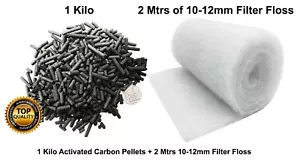 2 mtr x 10-12 mm Filter Zahnseide Wollmedien + 1 Kilo Aktivkohlepellets 4 mm - Bild 1 von 1