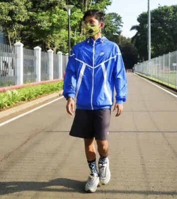 Veste Nike Vintage Rares Glanz Windbreaker Windrunner À Pois Bleus Légère - Photo 1/4