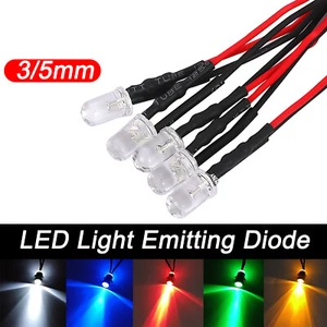 12VDC 3mm/5mm LED Bulb Pre wired Light Emitting Diode Small 20cm Wire - Picture 1 of 14