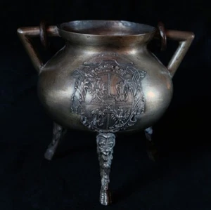 POLEN BRESLAU FÜRSTBISCHOF BRONZE GRAPEN BISTUM WAPPEN TATZEN MASKARON UM 1650 - Bild 1 von 14