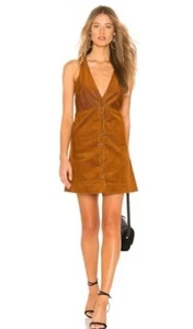 Free People Rolling Thunder Corduroy Mini Dress Size Large Cinnamon Brown - EUC - Picture 1 of 13