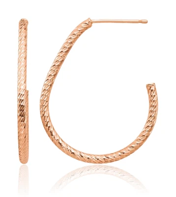 Brincos de argola pendentes de ouro rosa 14K sólido - Imagem 1 de 4