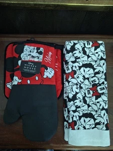 Disney Mickey Mouse Übergroßer Ofenhandschuh & Topflappen Set Neu mit Etikett plus 2 Geschirrtücher - Bild 1 von 4