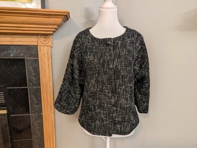 Blazer de tweed para mujer Anne Klein blanco y negro talla grande 6 botones ocultos Foto 1 de 4