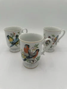 Royal Crown Porzellan Sockel Goldrand Vogel Kaffeetassen/Teetassen 3er Set Geschenk - Bild 1 von 10