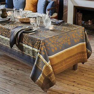 Garnier-Thiebaut Jacquard Tablecloth 100% Cotton Anhinga Bleu Dore Tablecloth... - Picture 1 of 4