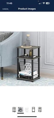 Just 3-Tier Turn-N-Tube End/Side Table, Night Stand, French Oak Grey/Black - Image 1 of 2
