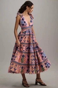 Vestido midi sin mangas Anthropologie Farm Rio Seashell tapiz (talla XL) - NUEVO CON ETIQUETAS - Imagen 1 de 4