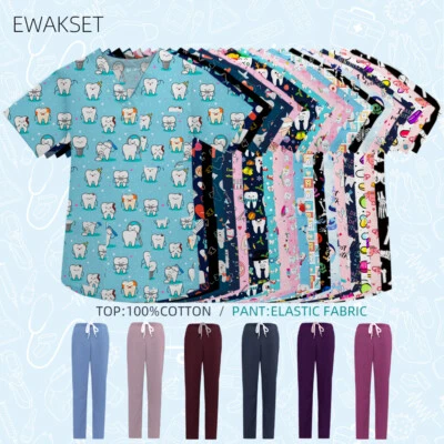 Uniformes médicos femininos masculinos uniforme enfermeira respirável esfoliante médico blusas - Imagem 1 de 4