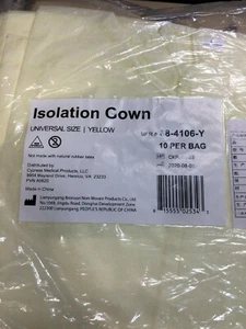 New Lot of 10 Isolation Gown - Size Large / Universal Yellow - Picture 1 of 2