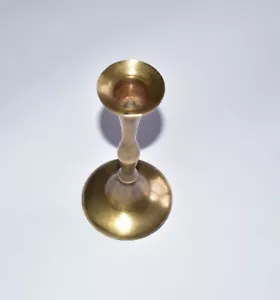 Vintage Solid Brass Candle Holder Small Old Antique Brass Bronze Home Decor - Picture 1 of 5