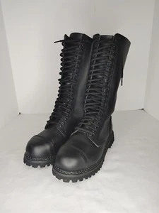 Schleifer King schwarze Lederstiefel 20 Augen Stahl Zehenpartie Kappe Militär Männer 5,5 Frauen 7 - Bild 1 von 12