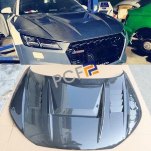 For Audi TT TTS TT RS 2015-2020 Real Carbon Fiber Front Hood Vented Bonnet Cover - Picture 1 of 14