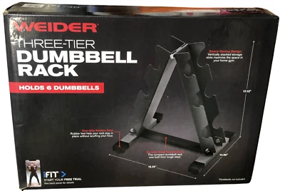 Weider Three Tier Six Dumbbell Weight Rack Utility Bar - Image 1 of 3