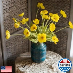 DUYONE Artificial Flowers 6 Stems Poppy Silk Bouquet,for Wedding, Home, Party - Picture 1 of 5
