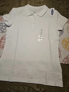 NWT OLD NAVY GIRL'S WHITE COLLAR UNIFORM POLO SHIRT ♡ SIZE LARGE 10-12 - Picture 1 of 4