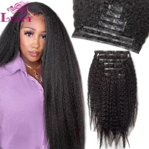 Extensiones de cabello humano con clip de PU sin costuras cabello humano recto rizado birmano 100 g - Imagen 1 de 14