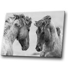 Animal Canvas Print Framed Kitchen Wall Art Picture Grey Horses White Black
