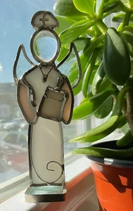 Rare Nursing Angel Real Stained Glass Beauty Suncatcher stand/hang! - Picture 1 of 7