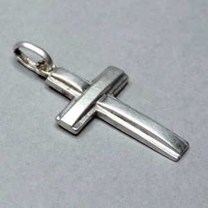 Cross. Antique Silver Modernist Pendant. French Religious Medal. - Picture 1 of 6