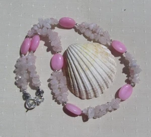 Rose Quartz Crystal Gemstone Beaded Chakra Statement Necklace - SALE PRICE - Picture 1 of 7