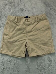 Lands End Uniform Khaki Shorts Boys 14 Husky Beige 5.5 Inseam Adjust Waist Flat