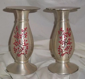 THE WHITE BARN CANDLE CO. SOLID METAL FLORAL CANDLE STAND, HOLDER, PILLAR-8 INCH - Picture 1 of 12