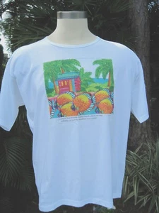 Tropical Island Szene Fisch X-Large weiß Herren T-Shirt C Swayze Künstler Kunst - Bild 1 von 5