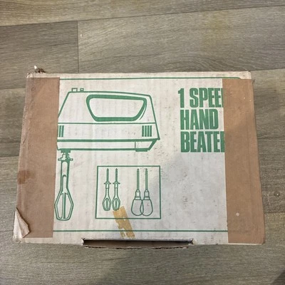 Batidor manual eléctrico de 1 velocidad Moulinex vintage años 70 en caja mezclador de alimentos utilería hornear Foto 1 de 3