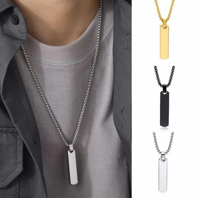 60 CM Stainless Steel Military Army Dog Tag Engravable Pendant Necklace Chain - image 1 of 4