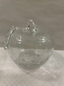 Crackle Glass Clear Hand Blown Hollow Glass Figurine Decor - Picture 1 of 7