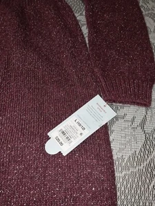 Girls Size Large 10/12 Burgundy Metallic Long Sleeves Sweater Dress - Picture 1 of 6
