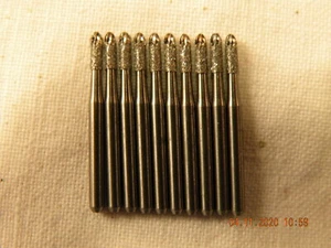 X10 Miniatur Diamant Bohrer 1,5 mm Durchmesser Zylinder rundes Ende 1/16" Schaft Neu - Bild 1 von 1