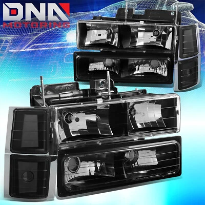 PARA CAMIONETA CHEVY C10 C/K 1994-1999 CARCASA NEGRO FARO + LÁMPARAS DE SEÑAL CLARA Foto 1 de 4