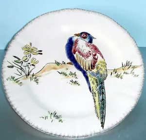 Piatto da dessert fagiano Gien Grands Oiseaux 9" Lady Amherst dipinto a mano nuovo - Foto 1 di 2