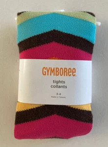 NWT Gymboree Woodland Friends Sz 3-4 Multi-Colored Chevron Striped Tights 3T-4T - Picture 1 of 2