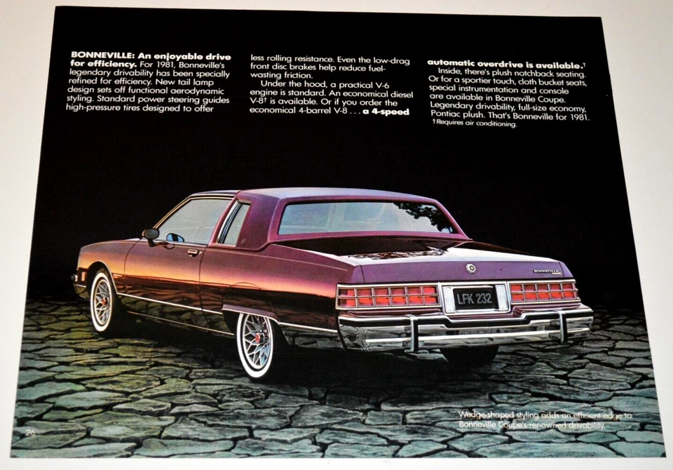 Pontiac Bonneville 1981 cupé original distribuidor anuncio impreso anuncio 81 2 Foto 1 de 1