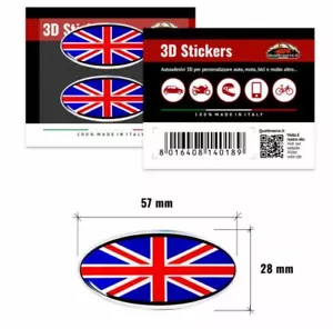GB UK FLAG HELMET 3D REFRACTIVE REFLECTING STICKERS EMBLEM OVAL MADE IN ITALY - Bild 1 von 6