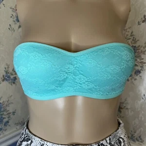 PINK Victoria's Secret Strapless Lace Bandeau Bralette Mint Turquoise Size XS - Picture 1 of 11